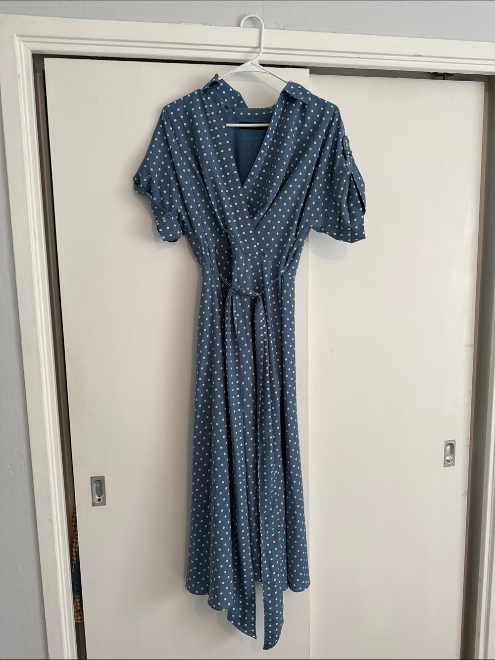 Lauren Ralph Lauren Blue Polka Dot Wrap Dress